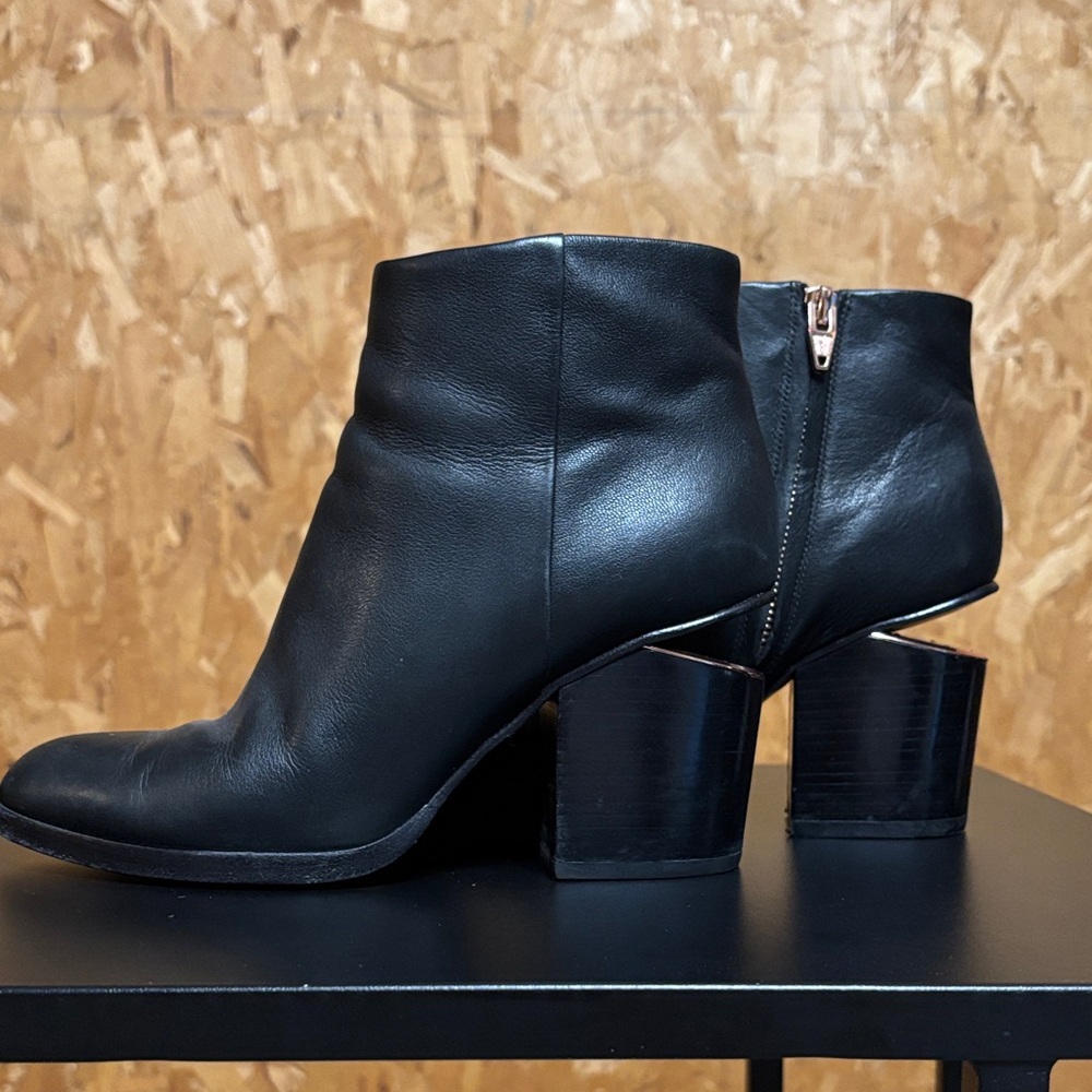 Alexander Wang Black Leather Ankle Boots with Rose Gold Hardware